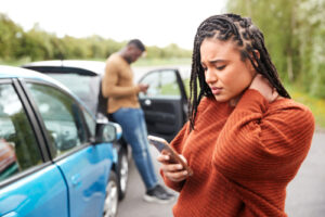 two motorists contacting authorities after car accident 